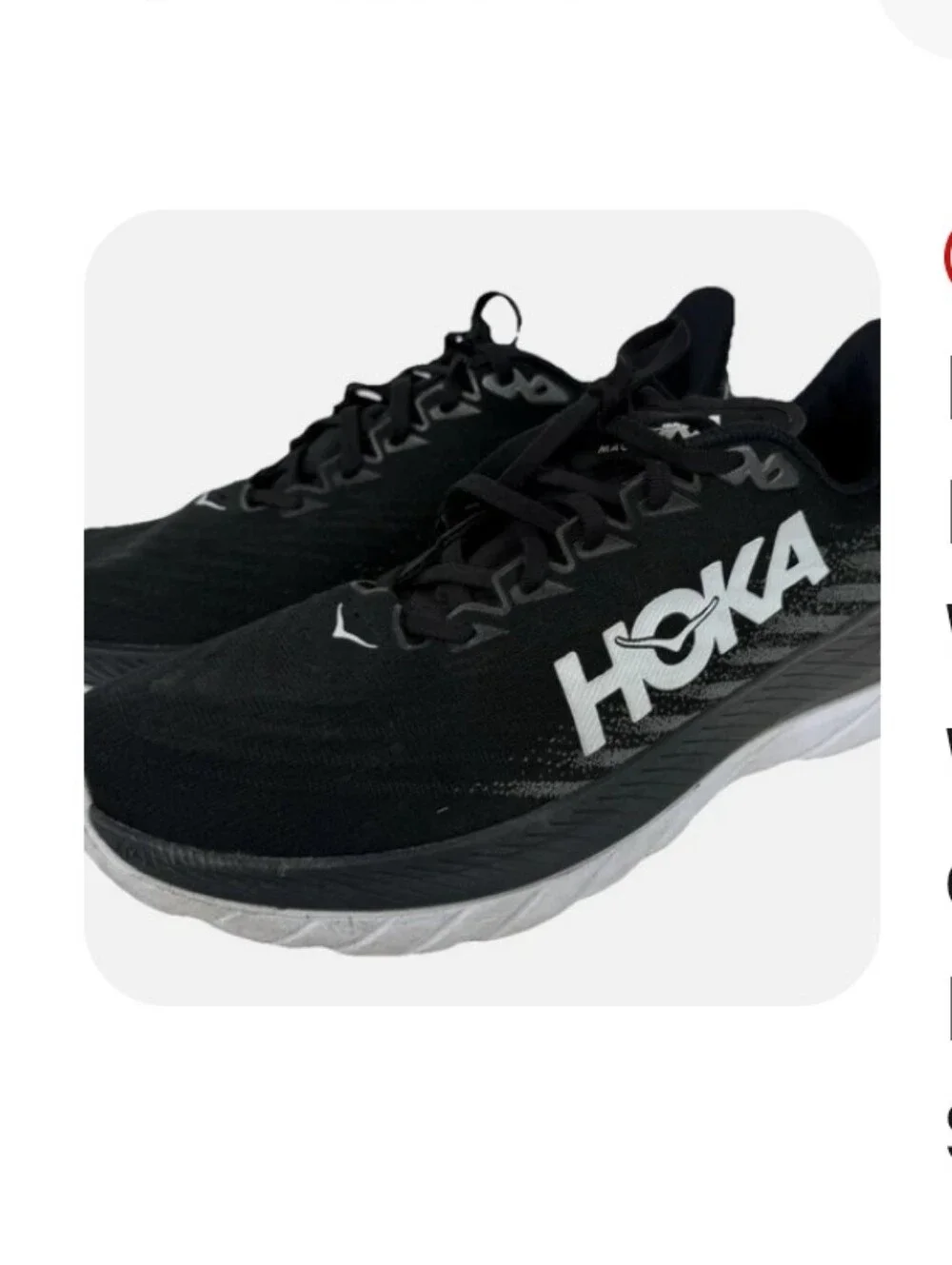 Hoka Women's Mach5 Castlerock Black Mesh Wide Width Light Weight Running Shoe 6D